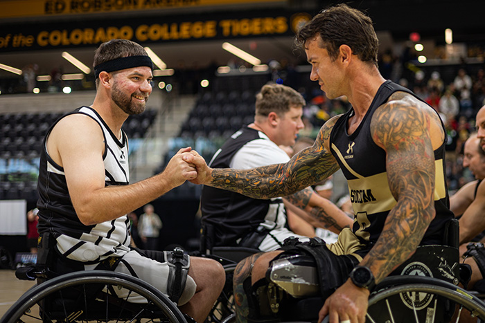 Staff Sgt. Michael Britton participating in Wheelchair Basketball during the 2025 DoD Warrior Games.
